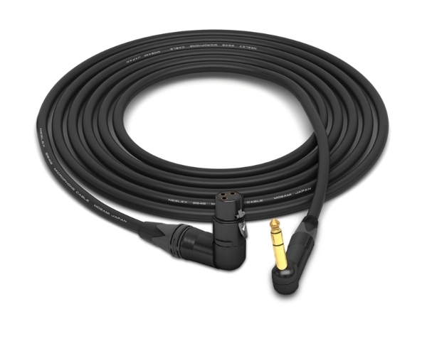 90&deg; Right-Angle XLR-Female to 90&deg; Right-Angle 1/4" TRS Cable | Made from Mogami 2549 Neglex Cable & Neutrik Gold Connectors