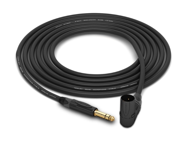 Straight 1/4" TRS to 90&deg; Right-Angle XLR-Male Cable | Made from Mogami 2549 Neglex Cable & Neutrik Gold Connectors