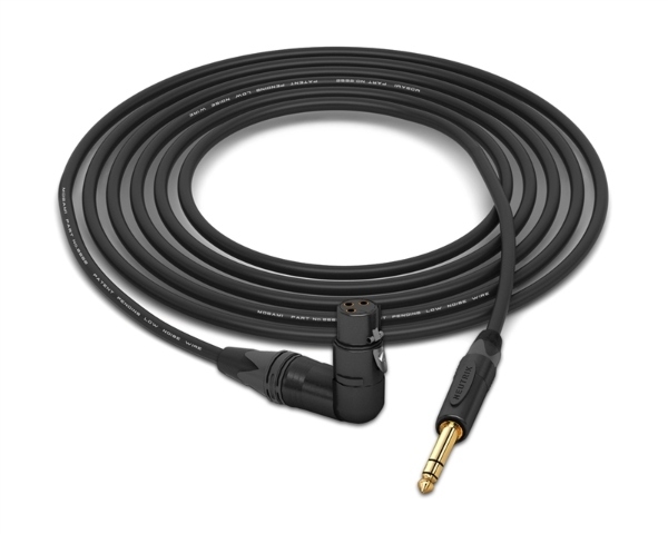 90&deg; Right-Angle XLR-Female to Straight 1/4" TRS Cable | Made from Mogami 2552 & Neutrik Gold Connectors