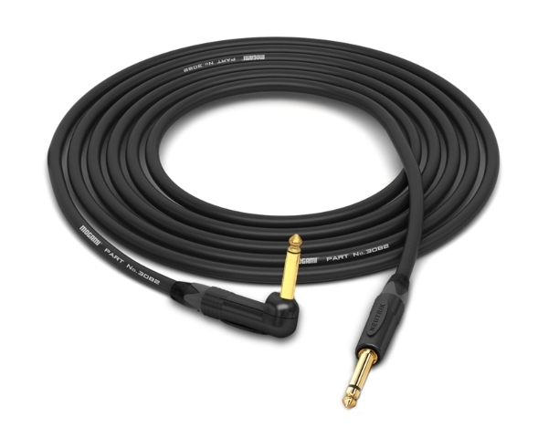 90&deg; Right-Angle 1/4" TS to Straight 1/4" TS Speaker Cable | Made from Mogami 3082 15 AWG Cable & Neutrik Gold Connectors