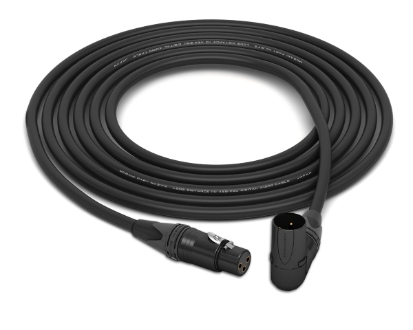 Straight XLR-Female to 90&deg; Right-Angle XLR-Male Digital AES/EBU Cable | Made from Mogami 3173 Heavy-Duty Cable & Neutrik Gold Connectors