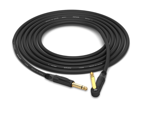 Canare Quad L-4E6S Instrument Cable with Neutrik Gold | Straight 1/4" TS to 90&deg; Right-Angle 1/4" TS