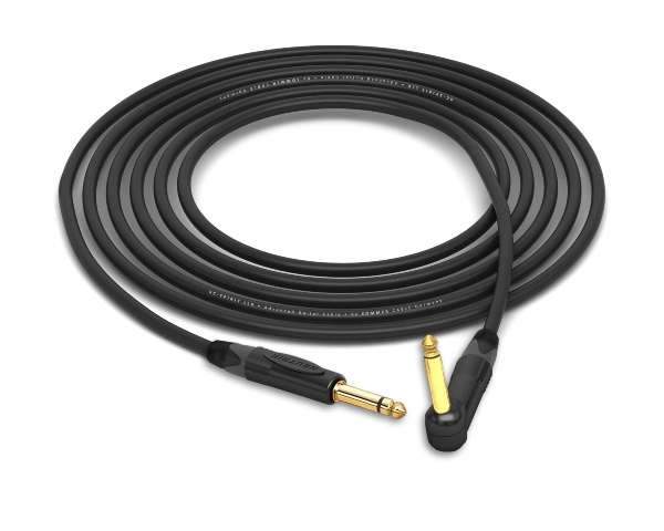 Sommer Spirit LLX Instrument Cable | Guitar Bass & Keyboard w/ Neutrik Gold 1/4" TS to 90° Right-Angle 1/4" TS
