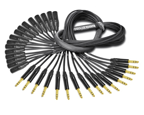 16-Channel Analog Snake | Made from Mogami 2934 & Neutrik Gold 1/4" TRS to XLR-Male | Premium Finish ( Harness Loom )