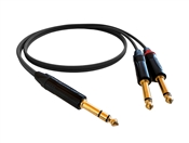 Stereo Instrument Cable for Guitar or Bass w/ Sommer & Neutrik Gold 1/4" TRS to Dual Straight TS | Black