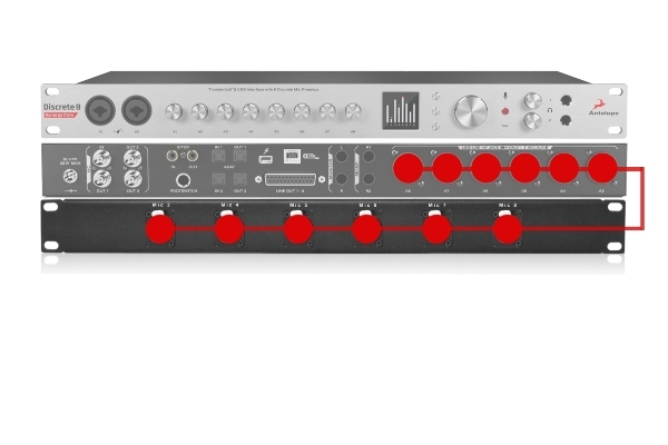 Break-In Panel for Antelope Audio Discrete 8 Synergy Core Interface Mic Inputs | Made from Mogami 2932 & Neutrik Gold Connectors