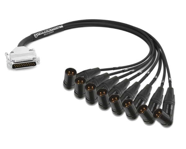 Analog DB25 to 90&deg; Right-Angle XLR-Male Snake Cable | Made from Mogami 2932 & Neutrik Gold Connectors | Premium Finish