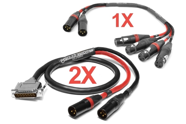 16-Channel SUM Cable Bundle | (2) 8-Channel Analog Summing DB25 Cables w/ (1) 16-Channel Adapter