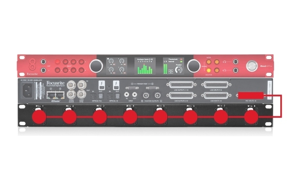 Break-In Panel for Focusrite Red 8Pre Audio Interface Mic Inputs | Made from Mogami 2932 & Neutrik Gold Connectors