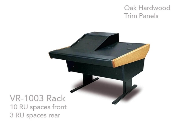 Argosy Universal 50V Series w/25" Flat Desk Insert & VR1003 Rack Unit | Oak End Panels