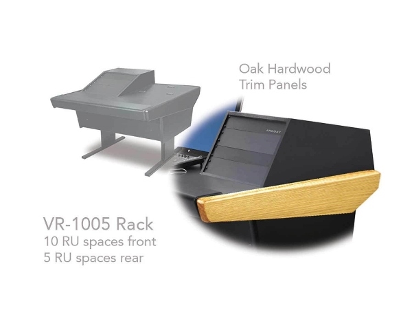 Argosy Universal 50V Series w/25" Flat Desk Insert & VR1005 Rack Unit | Oak End Panels