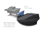 Argosy Universal 50V Series w/25" Flat Desk Insert & VR1503 Rack Unit | Black End Panels