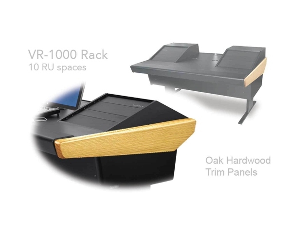Argosy Universal 70V Series w/25" Flat Desk Insert & 2 VR1000 Rack Units | Oak End Panels