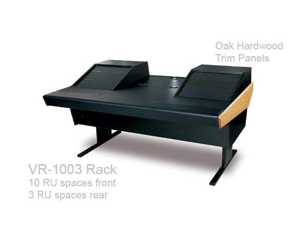 Argosy Universal 70V Series w/25" Flat Desk Insert & 2 VR1003 Rack Units | Oak End Panels
