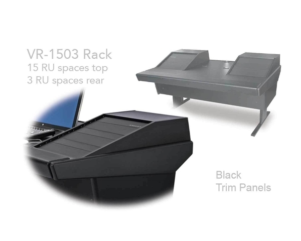 Argosy Universal 70V Series w/25" Flat Desk Insert & 2 VR1503 Rack Units | Black End Panels