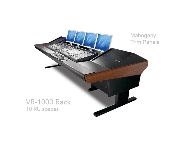 Argosy Universal 90V Series w/ 75" Desk Inserts & 2 VR1000 Racks | Mahogany End Panels