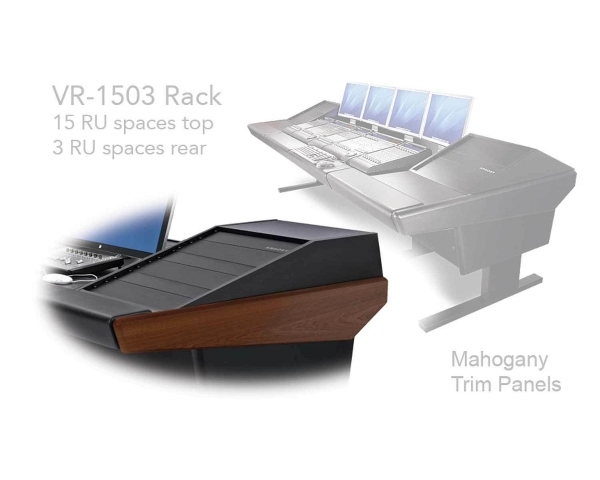 Argosy Universal 90V Series w/ 75" Desk Inserts & 2 VR1503 Racks | Mahogany End Panels