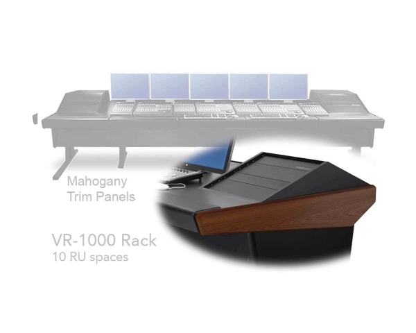 Argosy Universal 90V Series w/ 104" Desk Inserts & 2 VR1000 Racks | Mahogany End Panels