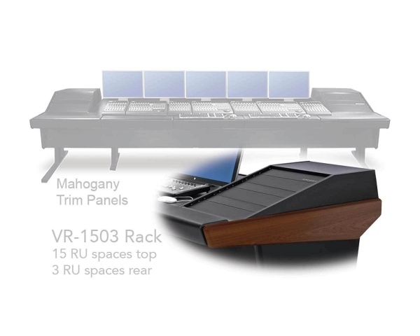 Argosy Universal 90V Series w/ 104" Desk Inserts & 2 VR1503 Racks | Mahogany End Panels
