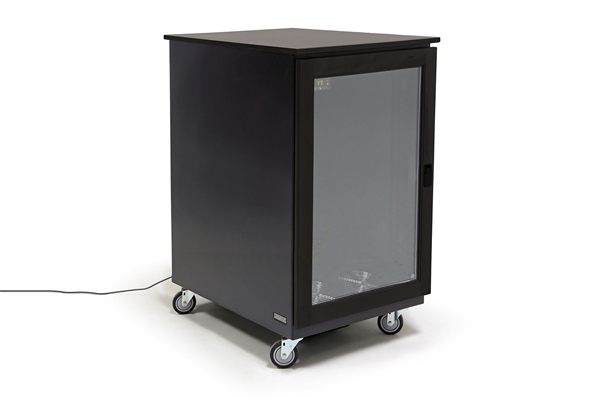 Argosy IsoBox PRO18 | 18RU Sound Isolation Cabinet (Black Satin on Oak Trim - Left Hand Door Swing)