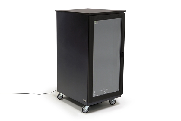 Argosy IsoBox PRO24 | 24RU Sound Isolation Cabinet (Black Satin on Oak Trim - Left Hand Door Swing)