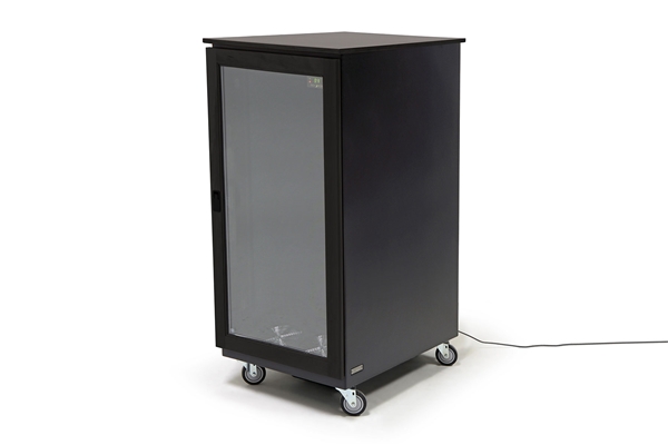 Argosy IsoBox PRO24 | 24RU Sound Isolation Cabinet (Black Satin on Oak Trim - Right Hand Door Swing)
