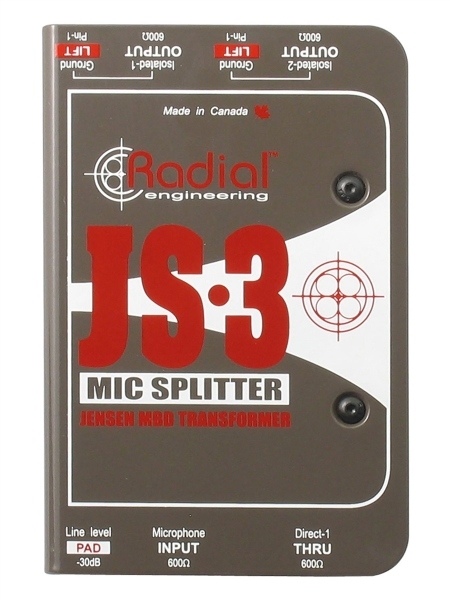 Radial JS3 | Passive Mic Splitter with Dual Isolated Outputs