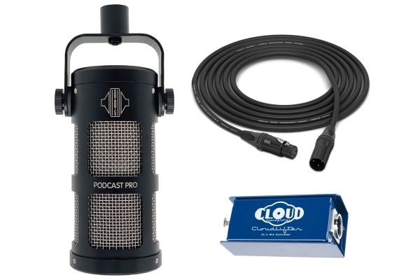 Sontronics Bundle | Podcast PRO (Black) Dynamic Mic w/ Cloudlifter CL-1 Mic Activator and Mogami 2549 Cable