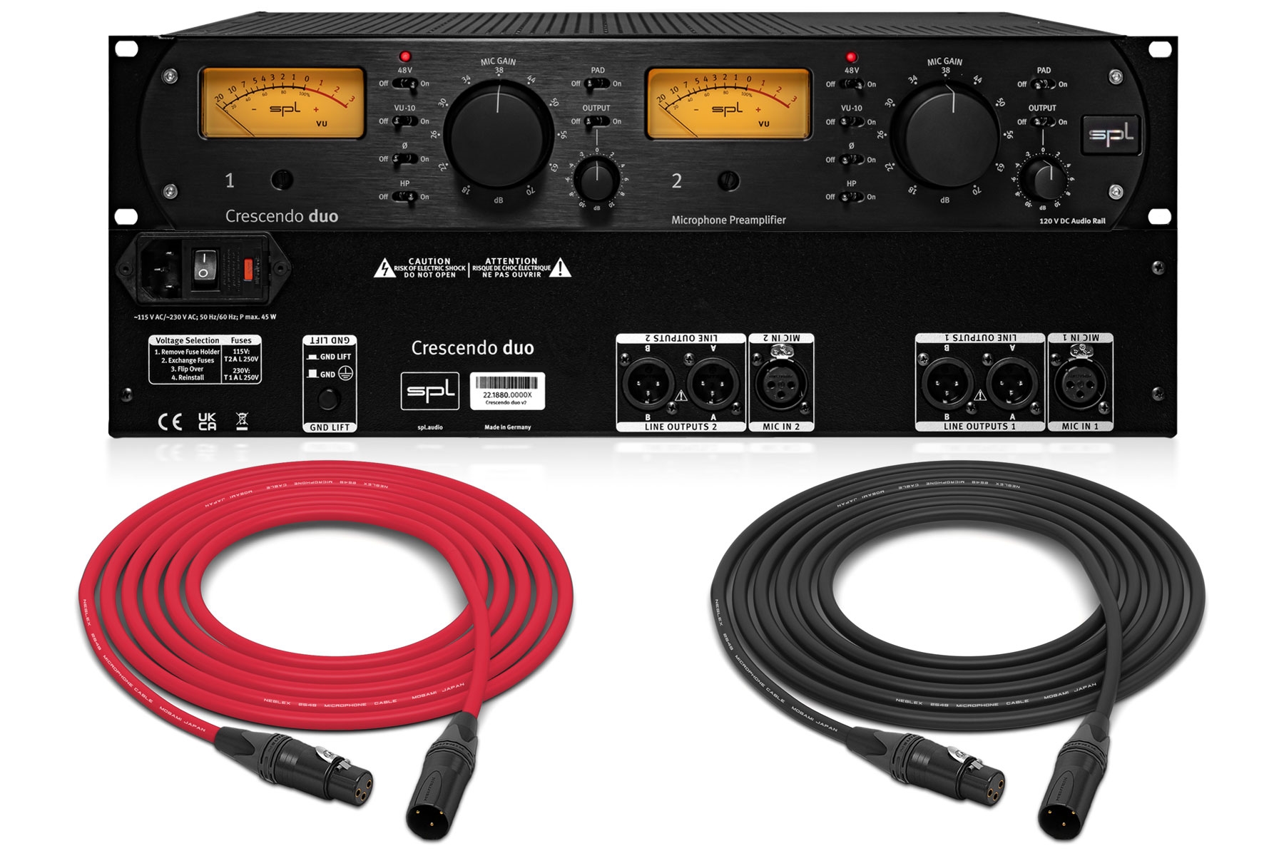 SPL Crescendo Duo V2 | Dual-Channel Microphone Preamplifier w/ 120V  Technology | Pro Audio LA