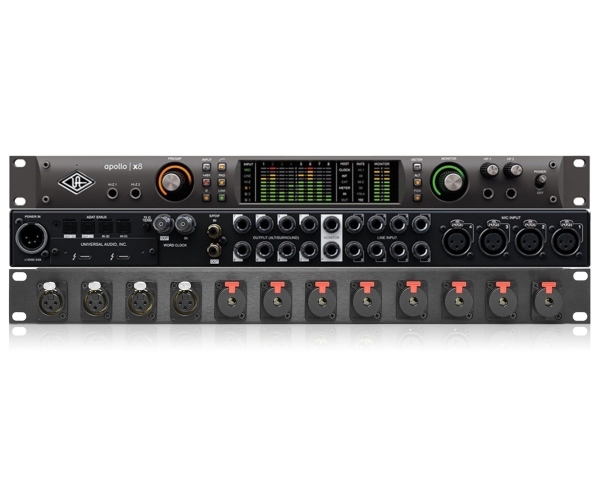 Package of Universal Audio Apollo x8 & Custom Mogami Rack Mic/Line Input Panel | Thunderbolt 3 Interface | Heritage Edition