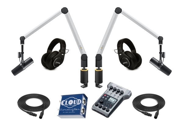 Yellowtec 2-Person Complete Mobile Podcasting Bundle with Shure SM7B Microphones | Medium (Silver)