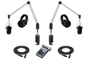 Yellowtec 2-Person Complete Mobile Podcasting Bundle with Shure MV7-S Microphones | Medium (Silver)