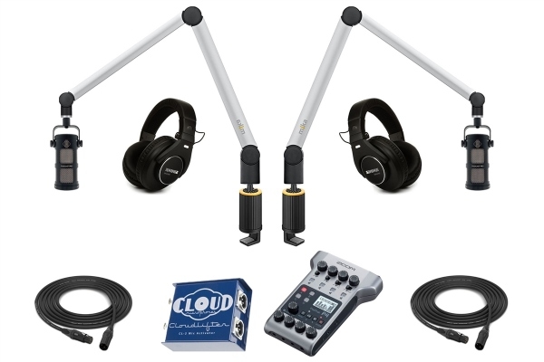 Yellowtec 2-Person Complete Mobile Podcasting Bundle with Sontronics Podcast Pro Microphones | Medium (Silver)