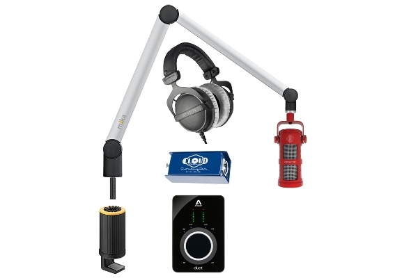 Yellowtec 1-Person Complete Podcasting Bundle with Sontronics Podcast Pro Microphone (Red) & Apogee Duet 3 Audio Interface | Medium (Silver)