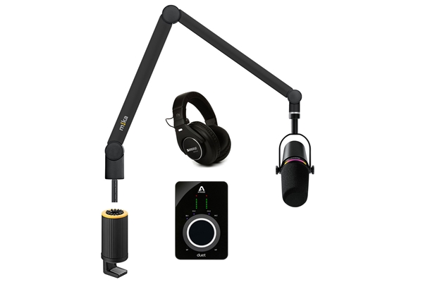 Yellowtec 1-Person Complete Podcasting Bundle with Shure MV7+ Podcast Microphone (Black) & Apogee Duet 3 Audio Interface | Medium (Black)