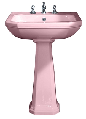 TRTC Churchill Pink 630mm Basin & Pedestal