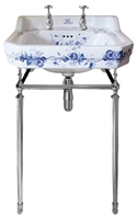TRTC Blue & White Floral Basin with Washstand
