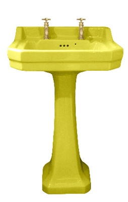 TRTC Art Deco Yellow 56cm Basin and Pedestal