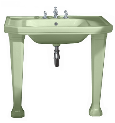 TRTC Churchill Green 920mm Winged Console Basin with Ceramic Legs