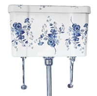 Blue & White Floral High Level Cistern