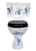Blue & White Floral Close Coupled Toilet