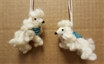 White Felted Wool Poodle Ornaments