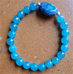 Mala, Wrist, Matte Aqua Blue Fire Agate