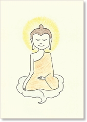 Buddha on Bodhi Leaf - art greeting card, large size, 5"x7", by Dzogchen Ponlop