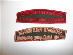 b0089 WW 2 US American Field Service 1st Air Ambulance Squadron AFS R22E
