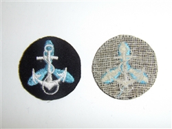 b0009p WW2 US Navy Wave Collar Emblems blue anchor propeller Female pair A5B5