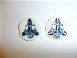b9556p WW2 US Navy Wave Collar Emblems for Summer White Uniform pair A5B12