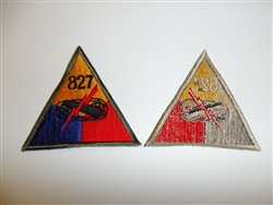 e2479 WW2 US Army Armored 827 Tank Battalion Triangle patch Division Corps R24A
