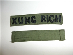 E4315 RVN Vietnam Army Name Tape Xung Rich Strike Force OD IR8B