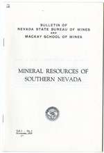 Mineral resources of southern Nevada PHOTOCOPY